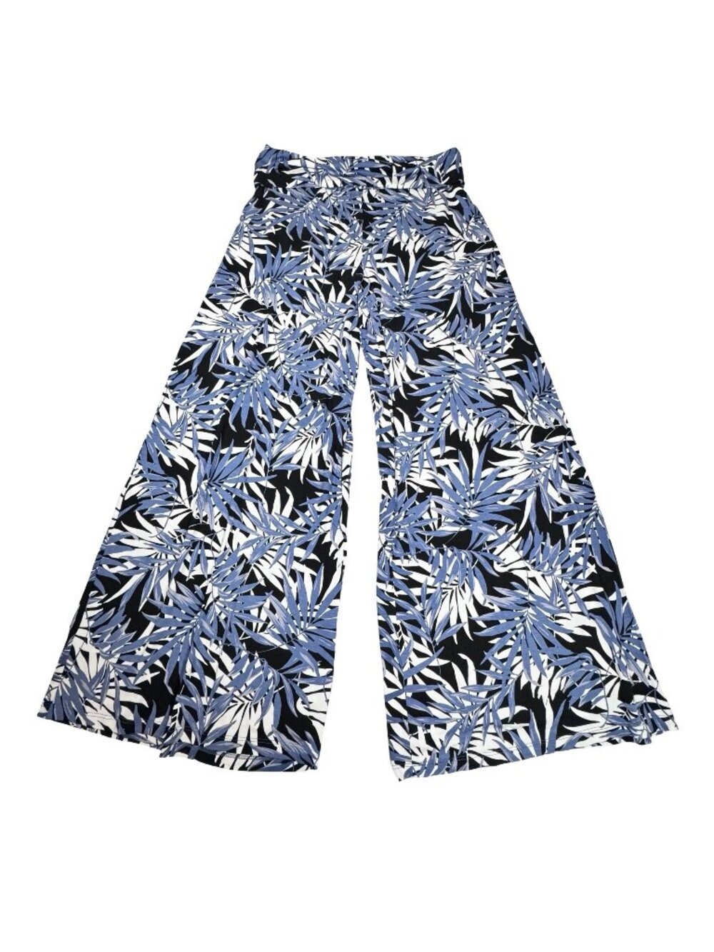 Heyhun Printed Wide Leg Print Pants Sz 2XL Fold Waist Stretch Palazzo Tropical